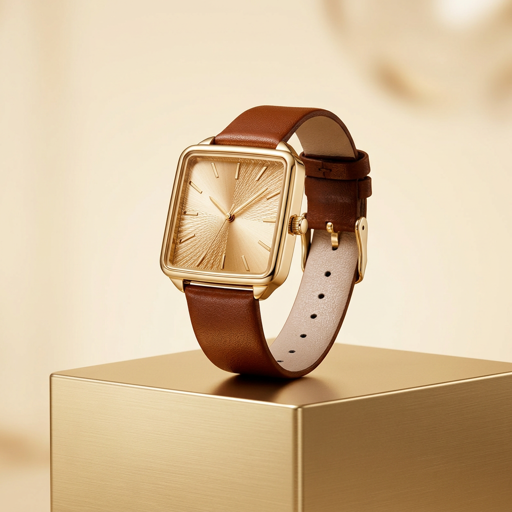 Gold Square Wristwatch
